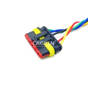 (282090) CONN PLUG 6P 1.5 SERIES BLACK WITH WIRE CAG-377