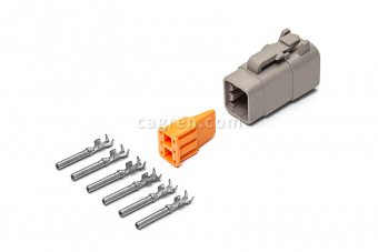 Connector Deutsch DTM06-6S 6-pin for cable section 0.5-0.8 mm²